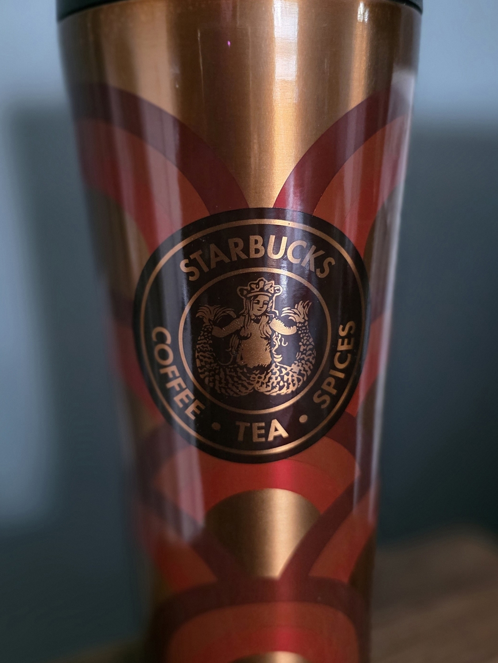 Starbucks Copper Travel Cup with Red-Orange Sheen